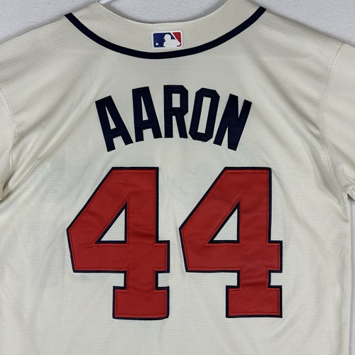 Atlanta Braves NEW Hank Aaron #44 Button Up Jersey Men's Medium Baseball MLB NWT - Picture 8 of 11