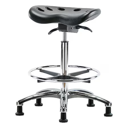 Zoro Select Esd-Pthbst-Cr-Cf-Eg Tractor Stool, Polyurethane, Black, 23 In To
