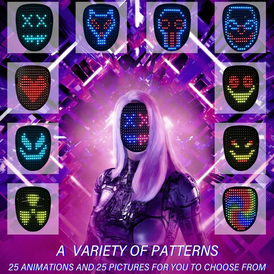 Máscara Led Depointer Life con Detección de Gestos, Transformación facial iluminada LED unisex... Foto 3 de 4