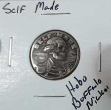 HOBO Self Made Washington In Hard Work Made From REAL Buffalo Nickel SIGNED