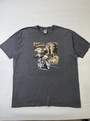 Live the Legend Biker Men's T Shirt 3XL Grey Eagle Wolf Native American