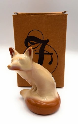 Vintage Fenton Art Glass Fox Figurine. Brown Slag. 100 Years  Anniversary