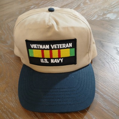 Cap Hat Vietnam Veteran U.S. Navy Tan Cap With Blue Bill Snapback