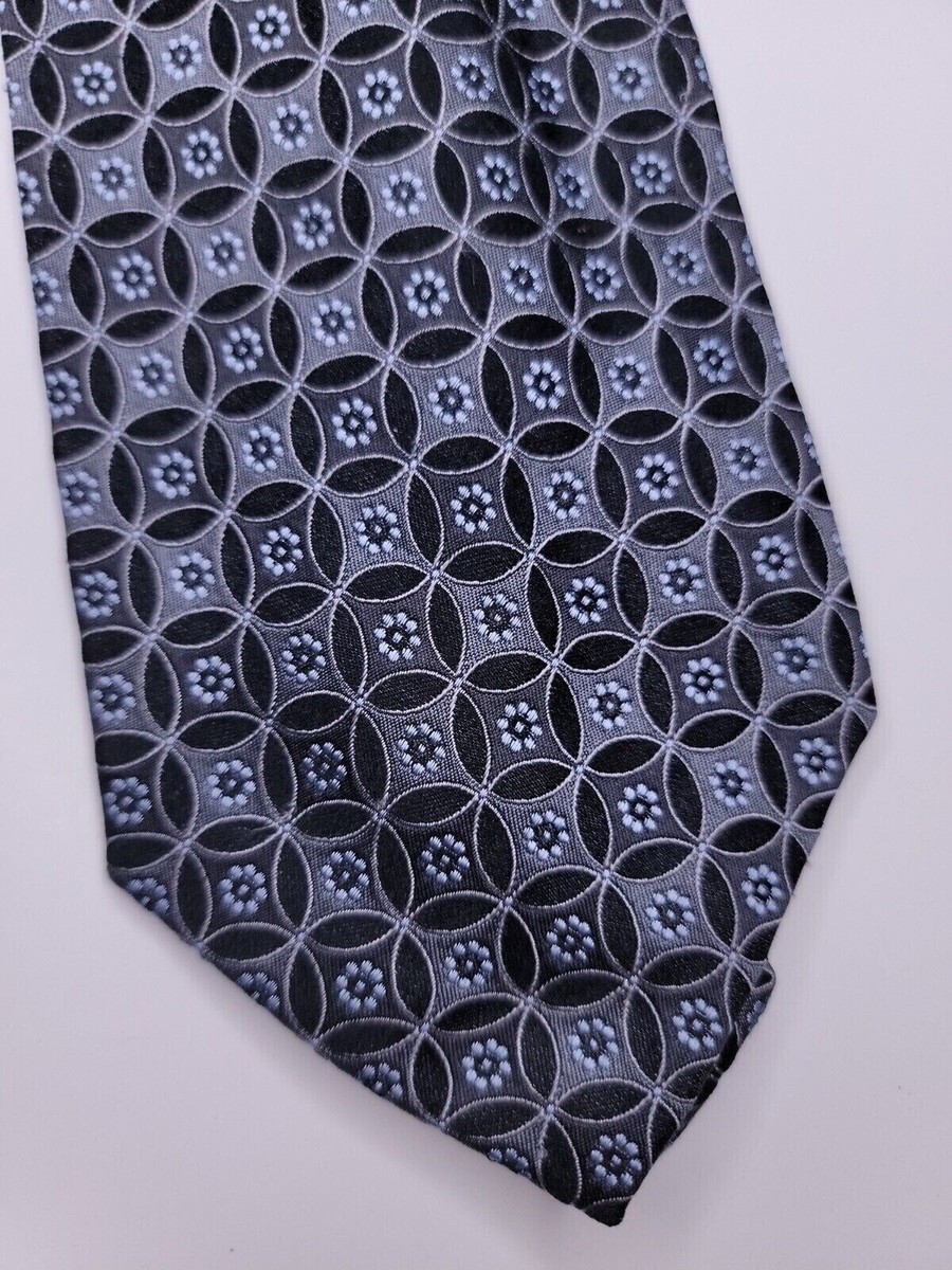 Caludio Marinetti Mens Formal Necktie 59"Lx4"W Gray/Black Neck Tie View 2