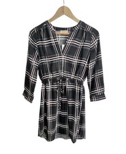 Loft Outlet NWT Women’s XS Plaid Tunic Dress Black White Red 