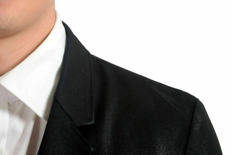 Just Cavalli Men's Wool Shiny Black Two Button Blazer US 38 IT 48 - Image 4 of 4