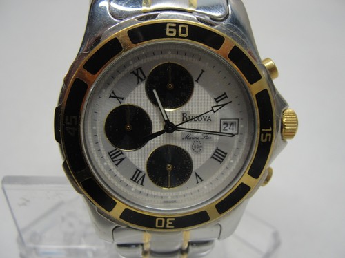 BULOVA MARINE STAR CHRONOGRAPH STAINLESS STEEL QUARTZ MEN'S WRIST WATCH *