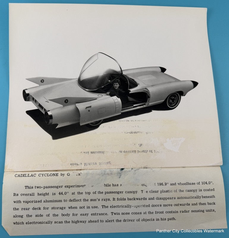 Original Press Release Photo 1959 Cadillac Cyclone Bubble Roof Concept Car
