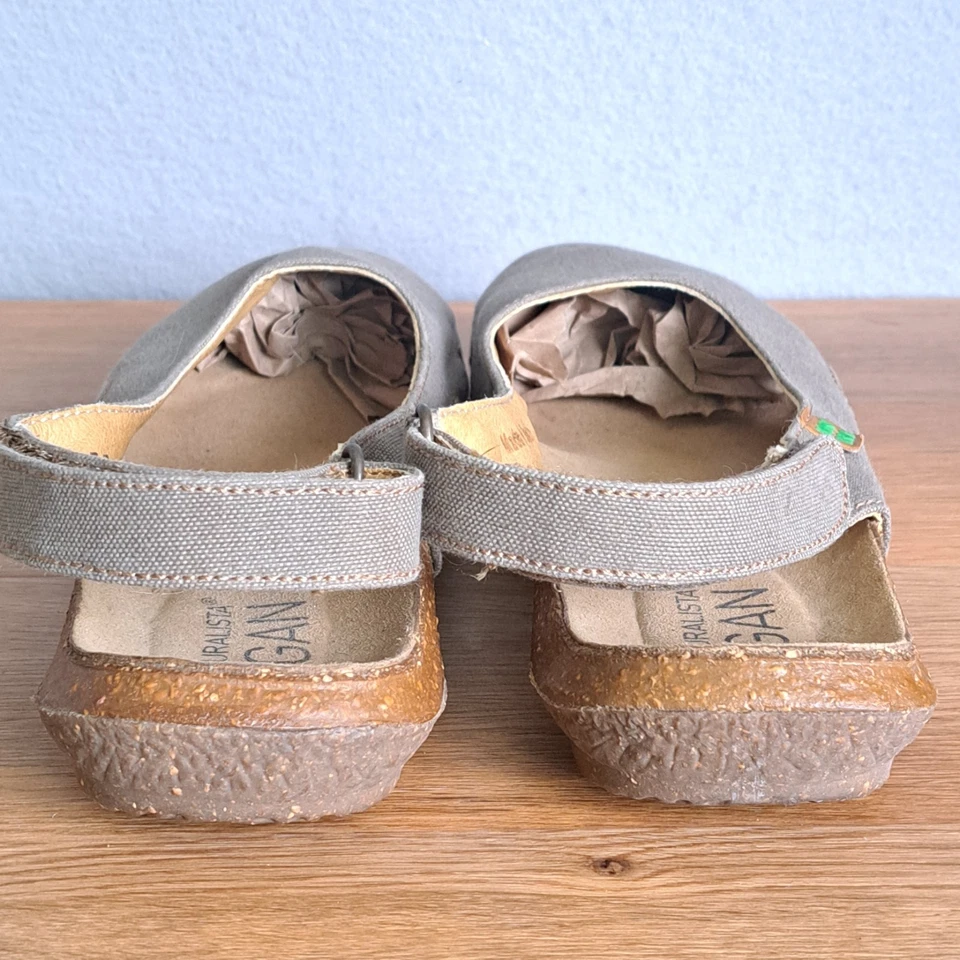 Sandalias veganas El Naturalista Wakataua para mujer 39 grises de gamuza texturizada Foto 3 de 4