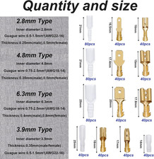 640Pcs Male Female Spade Connector Bullet Connectors Terminals Wire Crimp Te