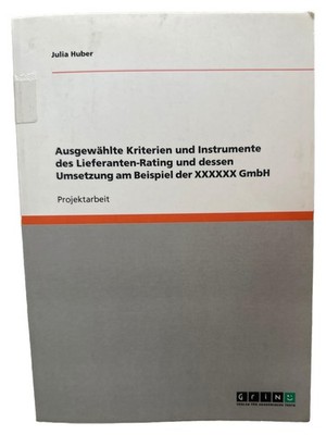 Lieferanten-Rating Fachbuch Huber GRIN SCM Supply Chain Management Projektarbeit