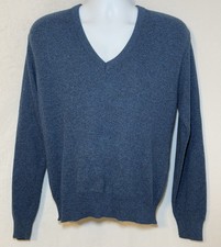 Jantzen Mens Medium Long Sleeve Blue VNeck Made USA Sweater