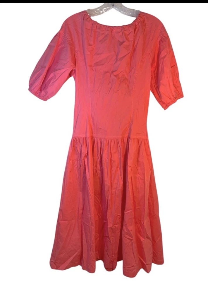 VESTIDO MIDI AMAPOLA SHOSHANNA DAMAS 6 ROSA POPELINA CORAL DÍA RESORT CARRERA OJO DE CERRADURA Foto 2 de 4