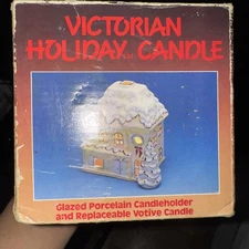 Vintage Christmas Ceramic Porcelain Tea Light Candle Holder House Holiday Decor