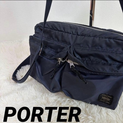 #ad PORTER Yoshida FORCE Shoulder Bag Navy Japan Authentic $170.00