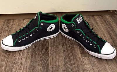 Converse Chuck Taylor All Star Mid Top Sneakers Blk/Green Lace Up Mens 10.5 NEW
