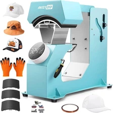3-in-1 Auto Cap Heat Press Machine for DIY Sublimation Caps T-Shirts Bags Gift~