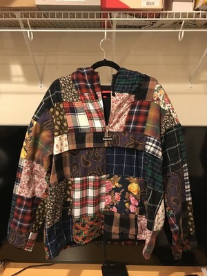 Supreme Patchwork Anorak Zip Hooded Jacket Multicolor Pocket Mens Size L FW16J38