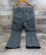 Vintage Wrangler Pants Mens 36x32 Gray Polyester Bootcut Tweed 5 Pocket 70s