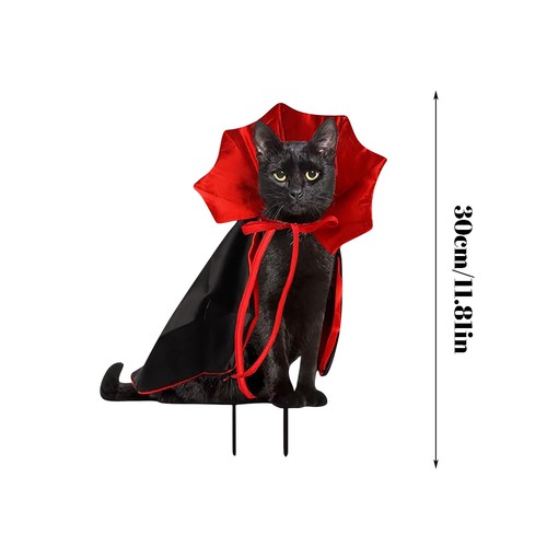 Halloween Metal Cat Card Slot Ground Stake 3D Decorative Yard Sign For Outdoor - Picture 6 of 19