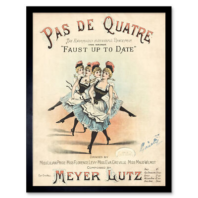 Ascherberg Meyer Lutz Ballett Oper Notenbuch Cover Wandbilddruck gerahmt 12x16
