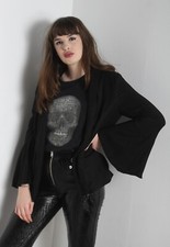 Lauren Conrad Womens Wide Flare Armed Light Jacket Black Size Medium M (g84)