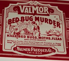 1930s Valmor Bed Bug Murder Label Chicago Black Americana