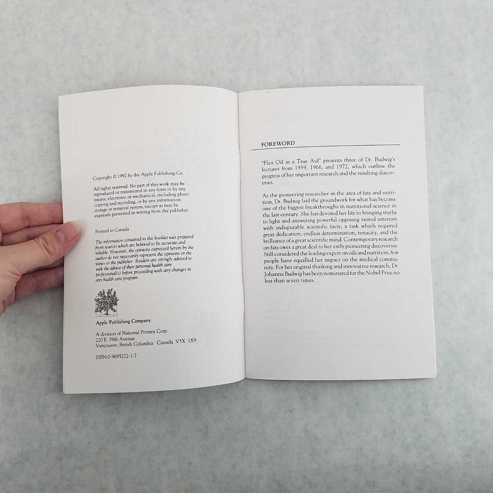 Johanna Budwig Lot of 2 Softcovers Oil Protein Diet Cookbook & Flax