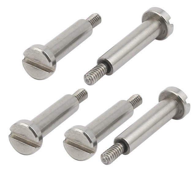 5pcs M2x4mm Thread 3mmx12mm Shoulder Stainless Steel Slotted Drive