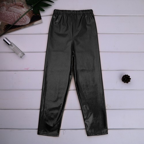 Girls Liquid Wet Look Pants Stretch Ultra Slim Fit Tight Disco Dance Pants - Picture 10 of 43