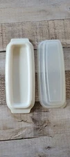 Rubbermaid Butter Dish Tray Servin Saver Off White Clear Lid 0477 Vintage