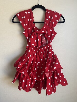 Vintage Amy Too Polka Dot Minnie Mouse Red Disney Dress Birthday Girls 7 *Flaw