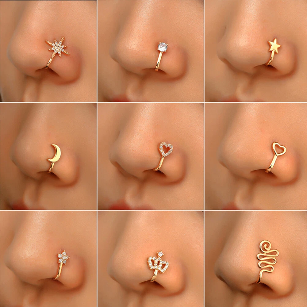 Non-perforated U-shaped Nose Clip Star Love Crown Nose Ring Nasal Ornament