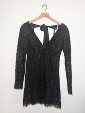 Free People NWT Honey Honey Mini Dress Black Lace Cut-Out Back Tie Size 2