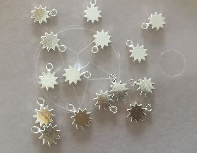 Vintage M.Haskell Bright Silver Burst Shape Sturdy Metal Charms Drops Dangle Lot