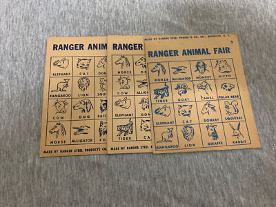 Vintage Ranger Steel Animal Fair Game Lot of 3 Replacement Cards