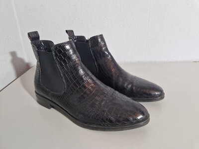 HELEN BILLKRANTZ Damen Stiefelette 39 schwarz Krokoprägung - Main Image