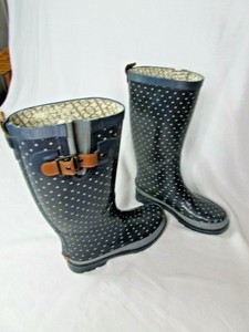 Chooka Classic Azul Marino/Blanco Lunares atrás Escudete Botas De Lluvia  Talla 5 EE. UU. | eBay