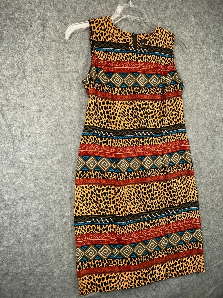 Vestido Sag Harbor Petites para mujer 4P multicolor geométrico línea A cremallera sin mangas Foto 4 de 4