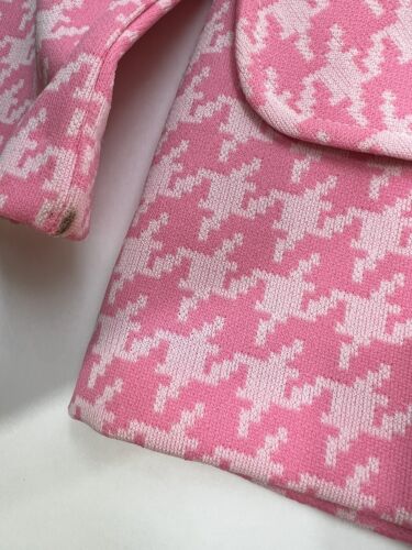 Vintage BarbieCore Pink Houndstooth Jacket Flare Pants Pantsuit Mod 60s Blazer M - Picture 12 of 21