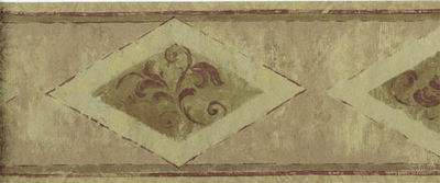 Art Deco Diamonds in Gold with Burgundy Leaves Wallpaper Border  5812550