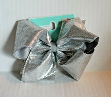 Copper Key Metallic Silver Glitter 6" Girl's Hair Bow NEW