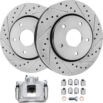 11.89'' Front Drilled Rotors + Right Brake Caliper for 2009 - 2012 Dodge Journey