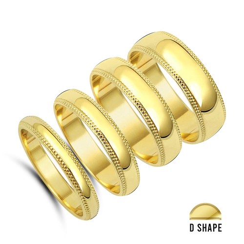 18k Sold Yellow Gold Domed Weddng Band | 2mm - 8mm Gold Rng