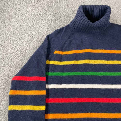 J. Crew Multistripe Rainbow Supersoft Yarn Turtleneck Sweater Alpaca Wool Small - Picture 2 of 10