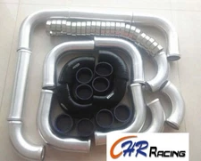 2.25" INCH 57mm BLACK hose Aluminum Universal Intercooler Turbo Piping pipe Kit