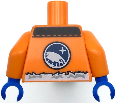 Lego New Orange Minifig Torso Arctic Explorer Logo Zipper White