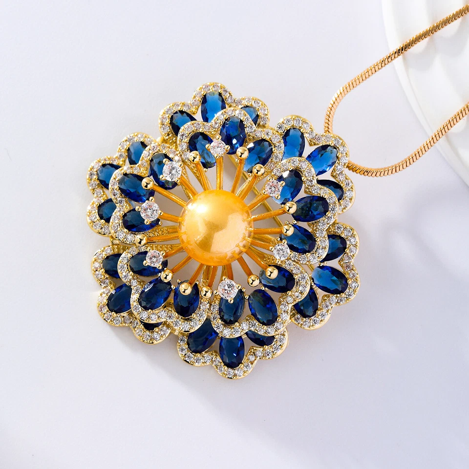 Brooches Pins for Women Crystal Flower Vintage Fashion Jewelry Blue Green New - Image 4 of 4