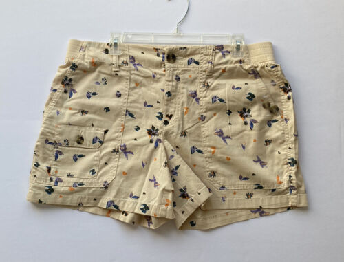 Sonoma Womens Beige Purple Butterly Ultracomfort Waistband Cotton Shorts Sz 14 - 第 2/8 張圖片