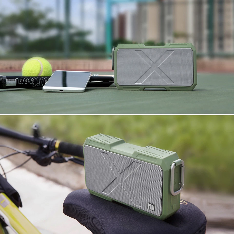 Altavoz estéreo portátil inalámbrico Bluetooth 4.0 impermeable con banco de energía - verde Foto 2 de 4
